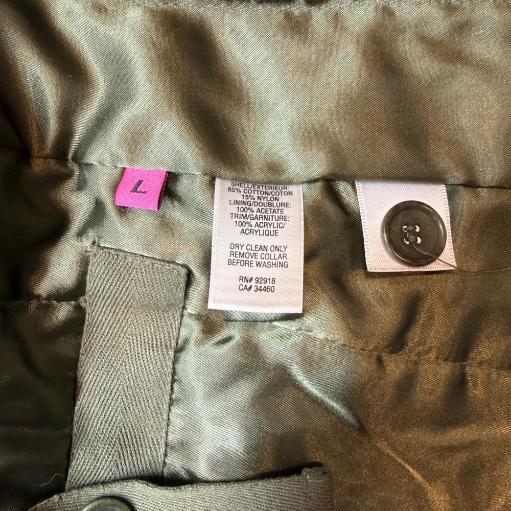 Vintage Juicy Couture Army Jacket Womens Large Olive Faux Fur Collar Rare Y2K - Picture 7 of 14